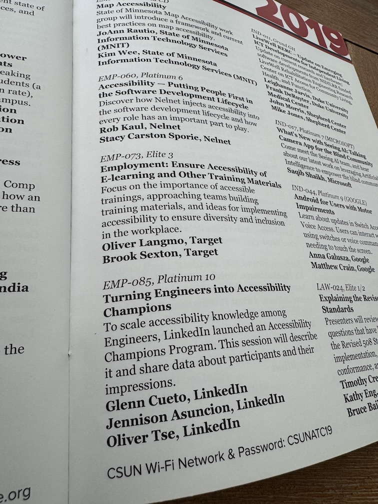 Glenn and team presenting at CSUN conference on Accessibility Champions program